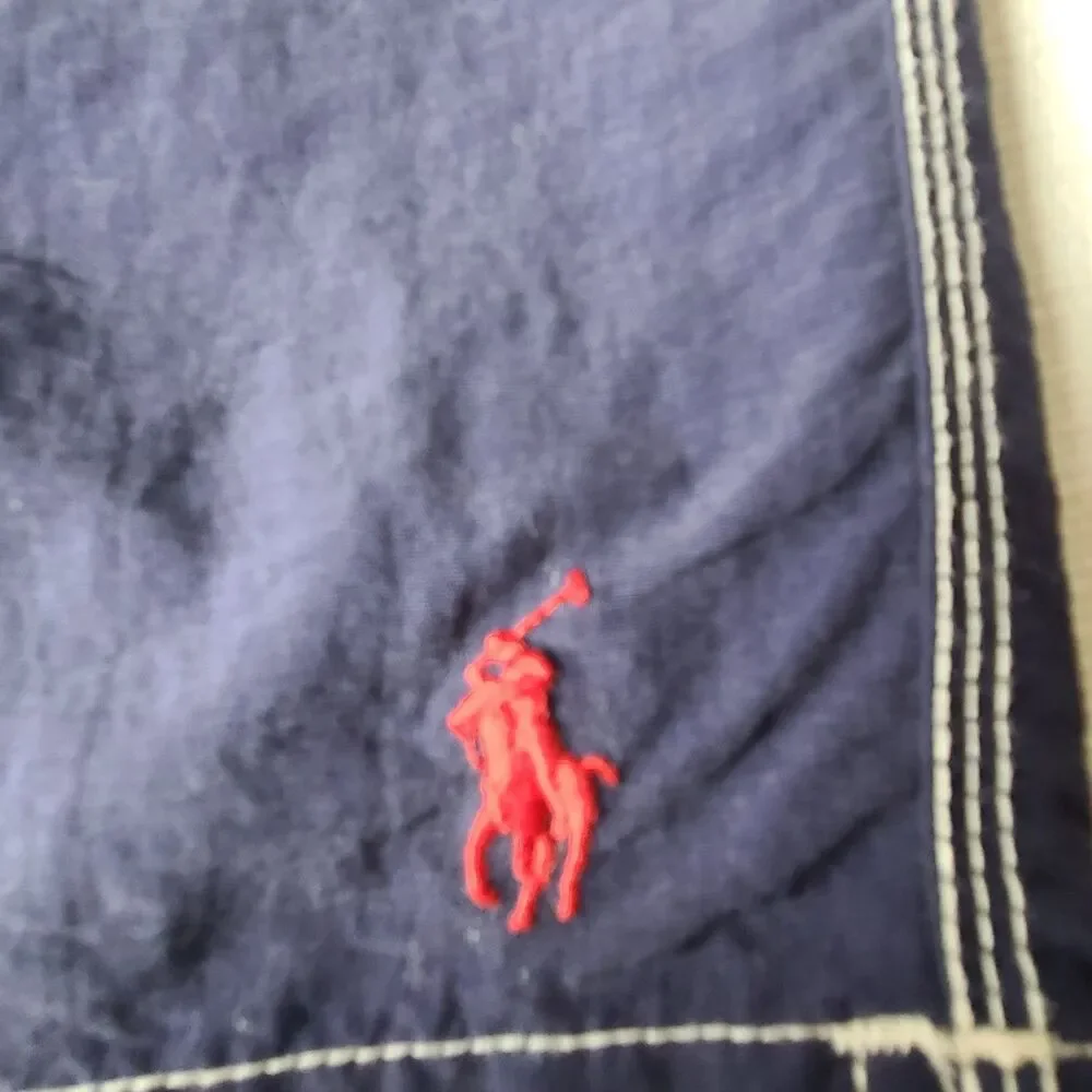 Polo Ralph Lauren Swim Trunks Mens L Blue Board Shorts Cargo Drawstring Blue